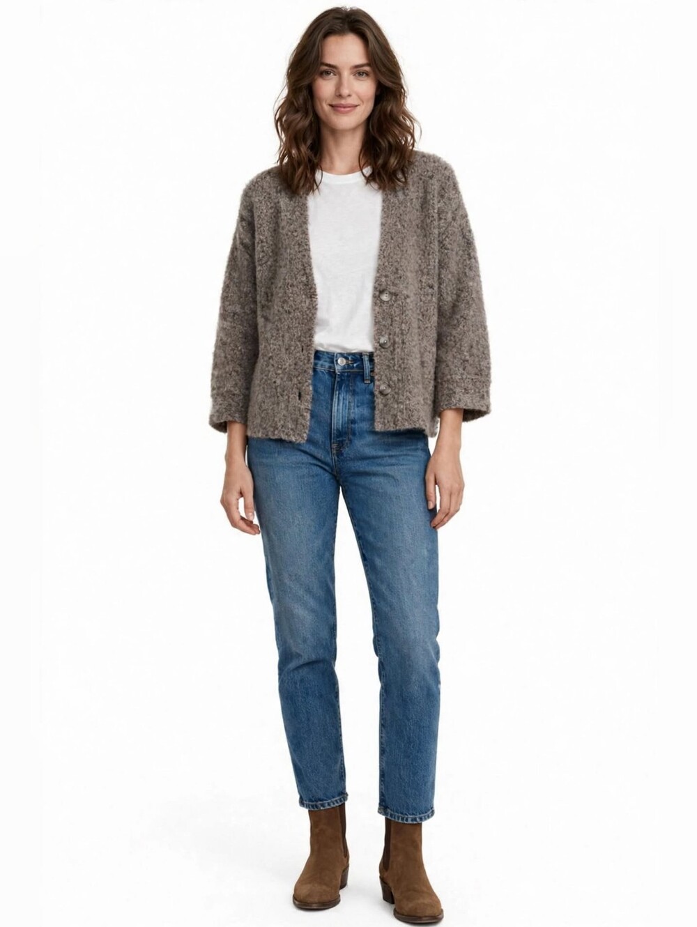 EILEEN FISHER XL Baby Alpaca Boucle Boxy Cropped Cardigan